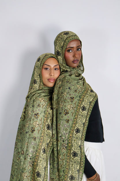 Olive Pashmina-Inspired - Modal Print