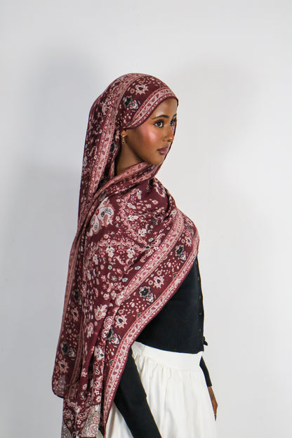Burgundy Pashmina-Inspired - Modal Print