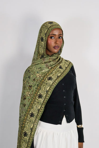 Olive Pashmina-Inspired - Modal Print