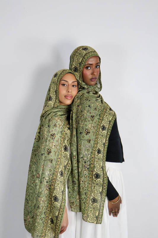 Olive Pashmina-Inspired - Modal Print
