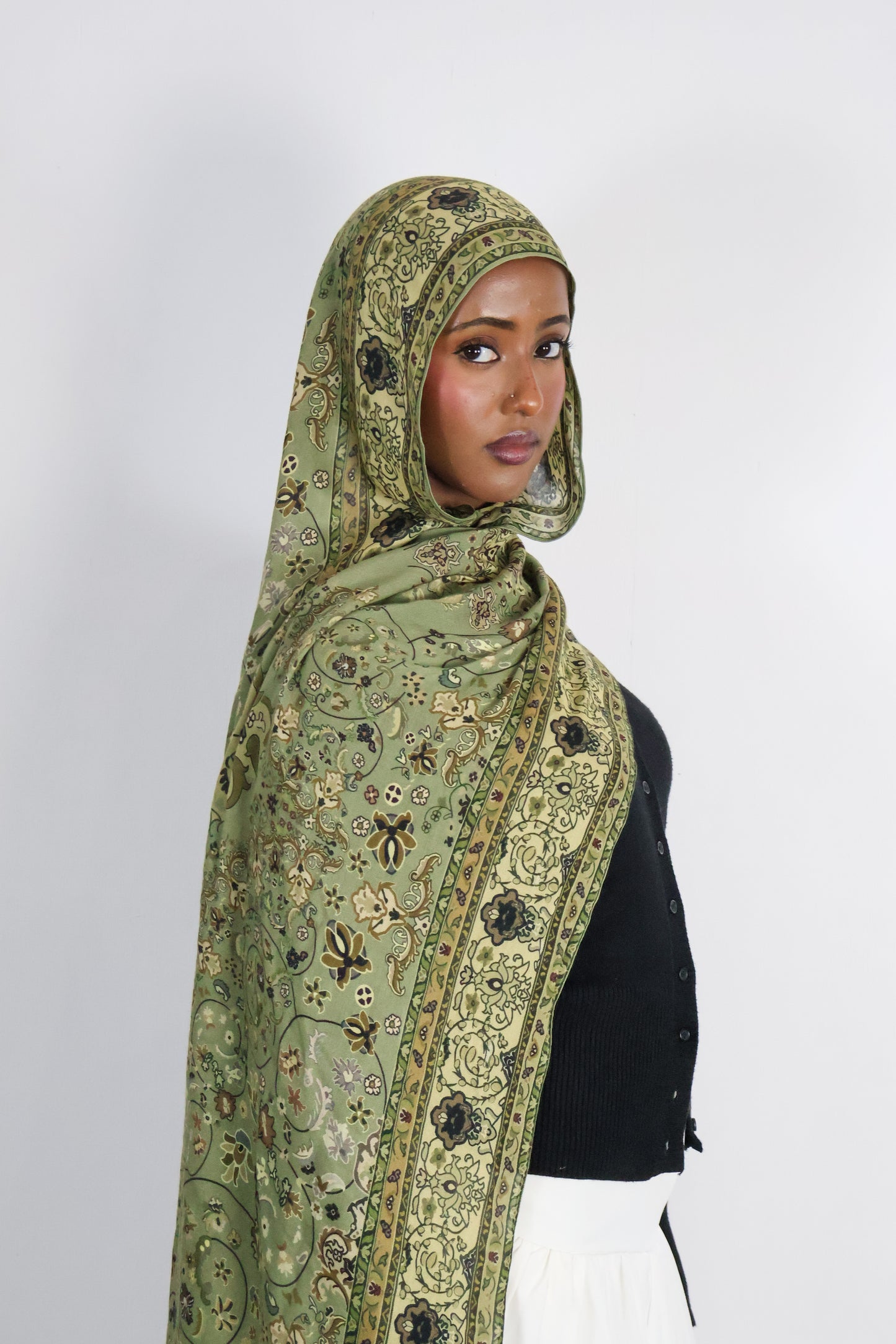 Olive Pashmina-Inspired - Modal Print