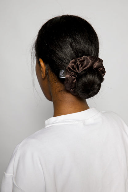 Brown Satin Scrunchies