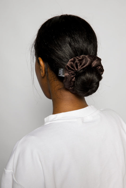Brown Satin Scrunchies