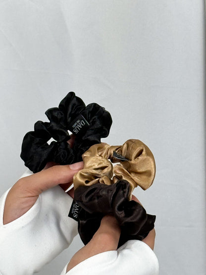 Black Satin Scrunchies